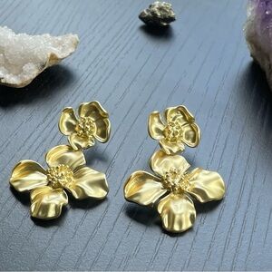 Floral Gold Colored Earrings